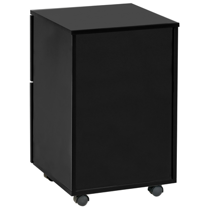 Studio Office Storage Unit Black Engineered Wood Castors Two Drawers Key Locked