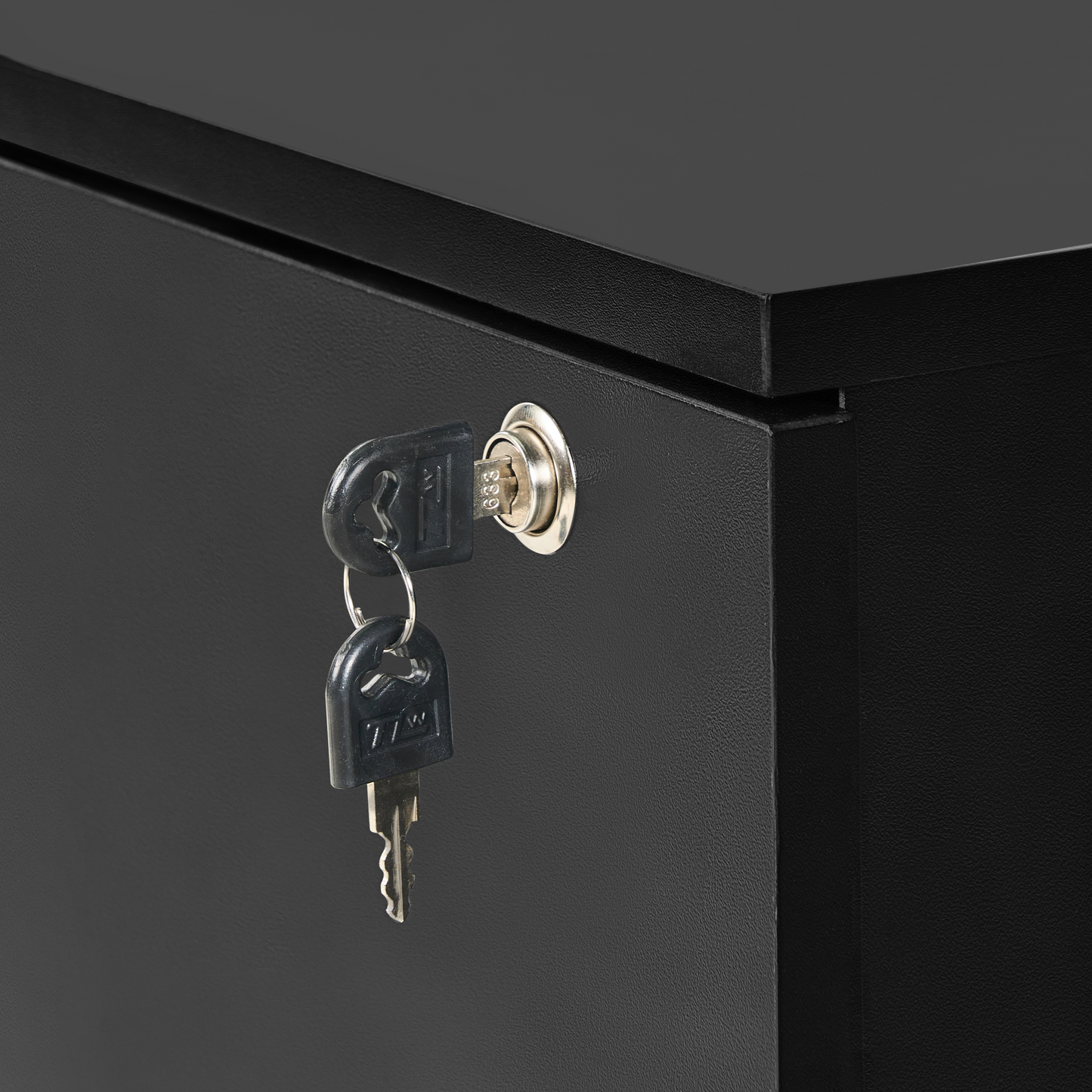 Studio Office Storage Unit Black Engineered Wood Castors Two Drawers Key Locked