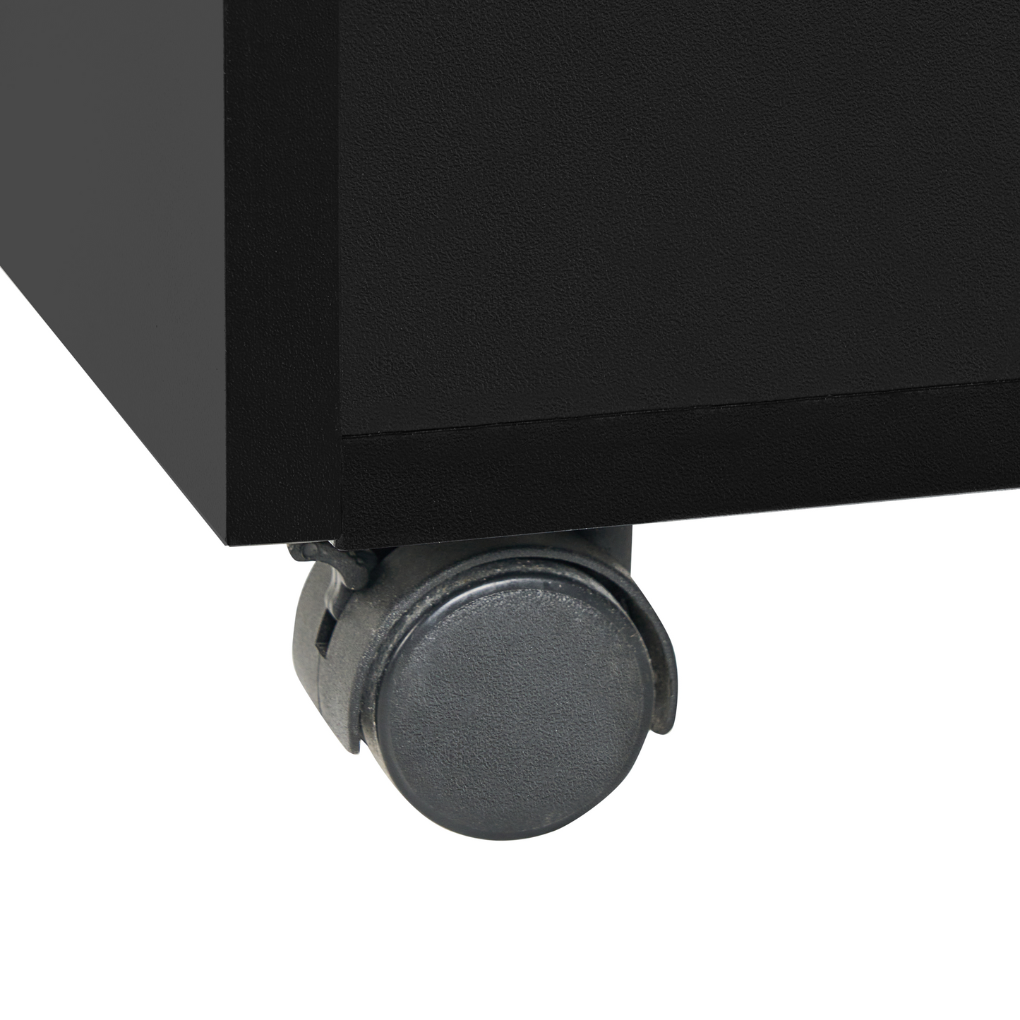 Studio Office Storage Unit Black Engineered Wood Castors Two Drawers Key Locked