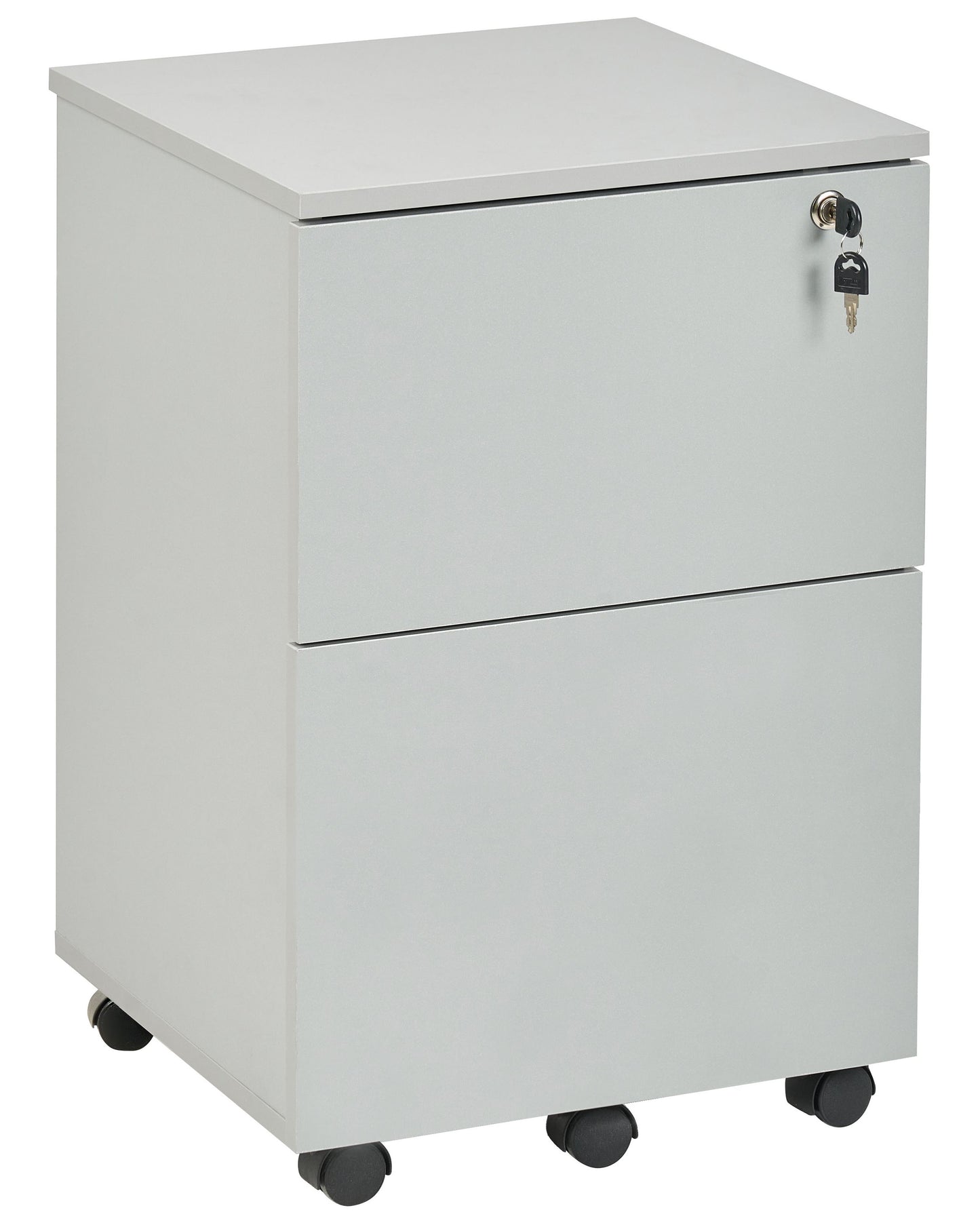 Office Storage Unit Light Grey Castors 2-Drawer Key-Locked