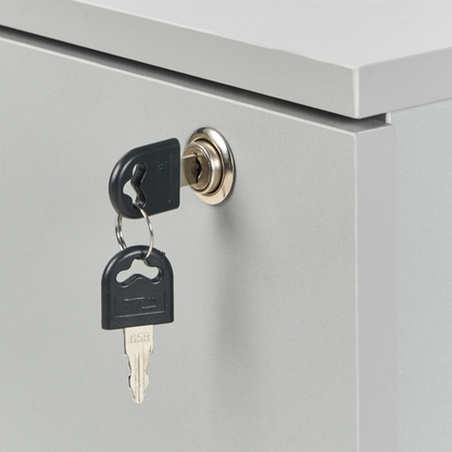Office Storage Unit Light Grey Castors 2-Drawer Key-Locked