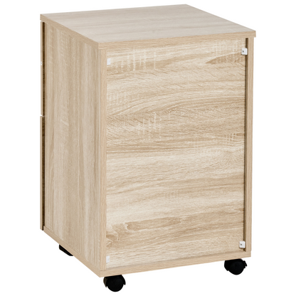 Light Brown Office Storage Unit With Castors 2 Drawer