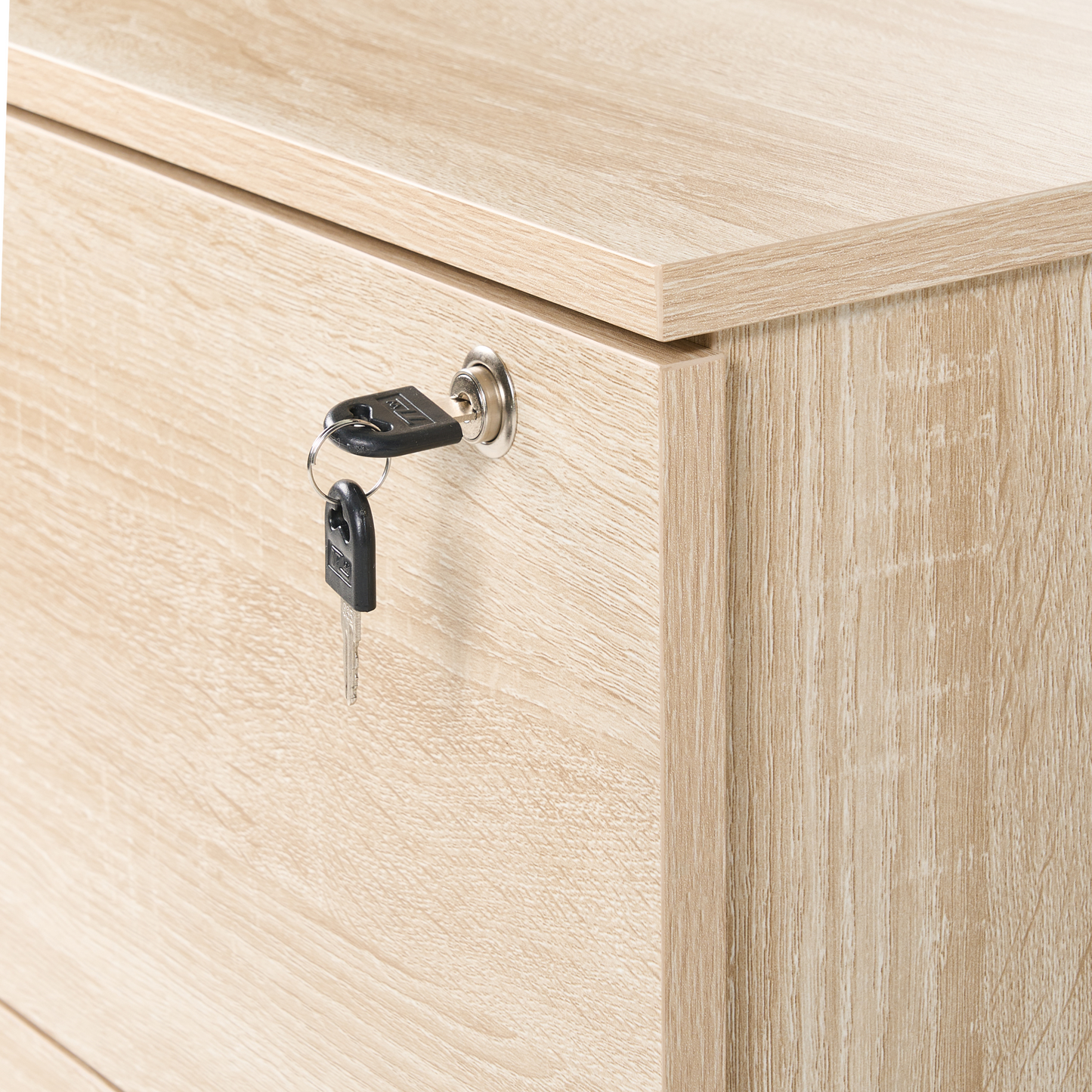 Light Brown Office Storage Unit With Castors 2 Drawer
