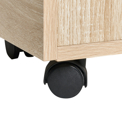 Light Brown Office Storage Unit With Castors 2 Drawer