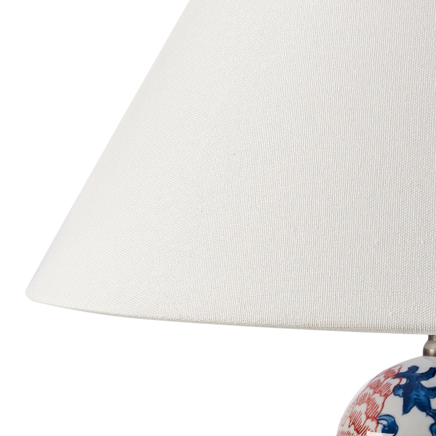Table Lamp Porcelain Floral Base Linen Shade Blue White