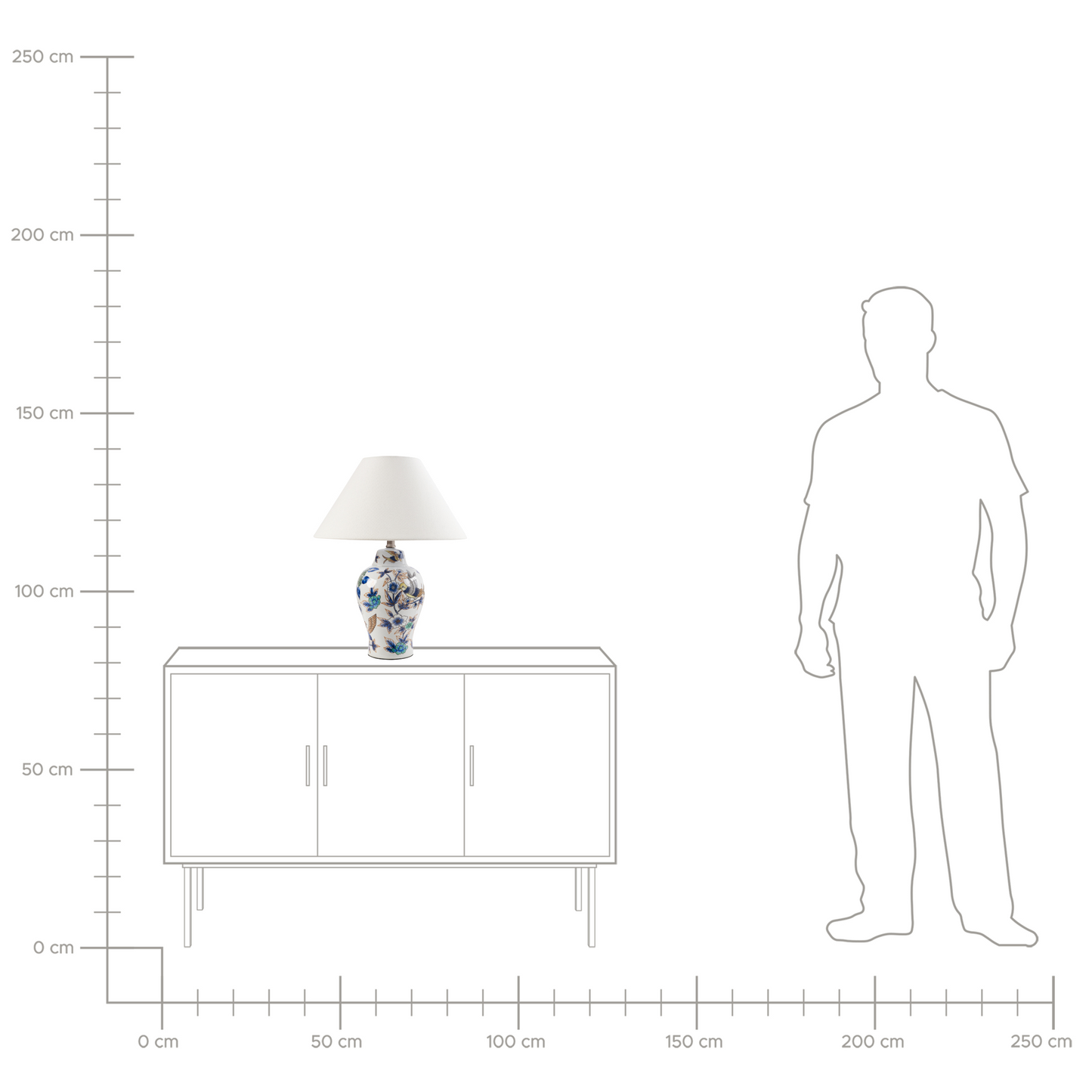 Table Lamp Porcelain Base With Floral Pattern Linen Bell Shade White Blue Elegant Lighting