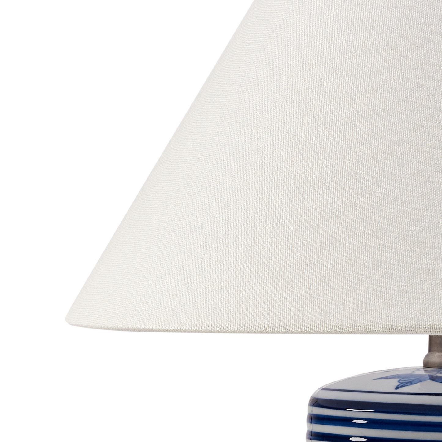 Table Lamp White Blue Porcelain Base Linen Shade Floral