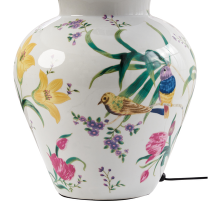 Home Floral Porcelain Base Table Lamp With Linen Shade