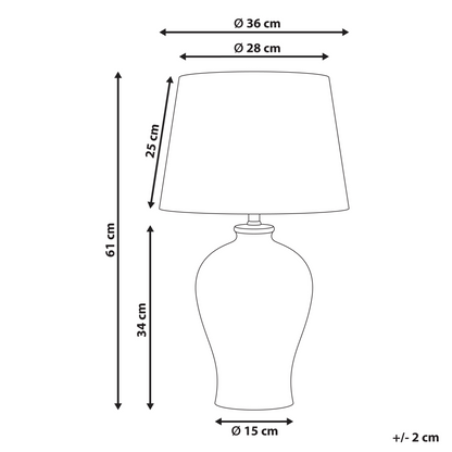 Table Lamp Porcelain Base Linen Drum Shade Floral Pattern