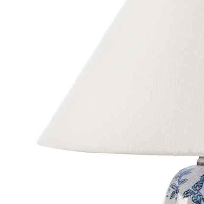 Home Blue And White Porcelain Floral Table Lamp Linen Shade