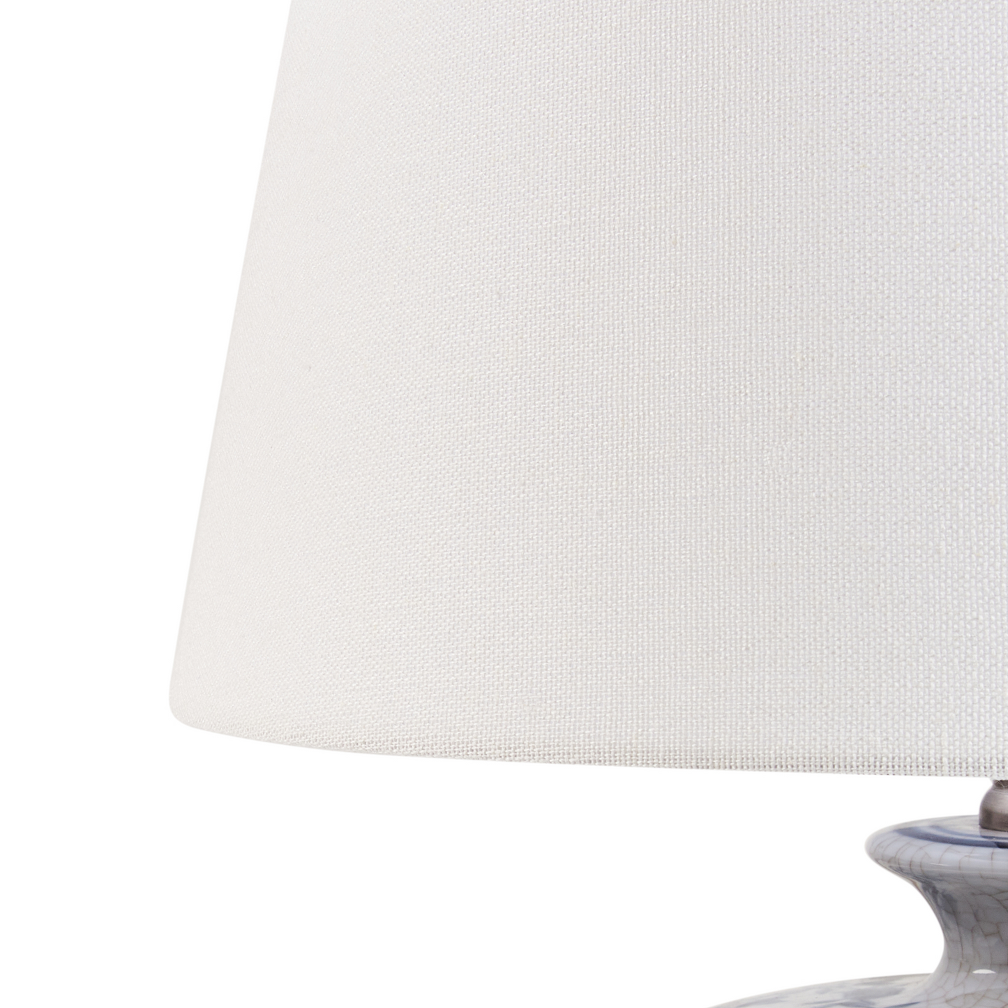 Porcelain Floral Table Lamp White Blue Linen Drum Shade