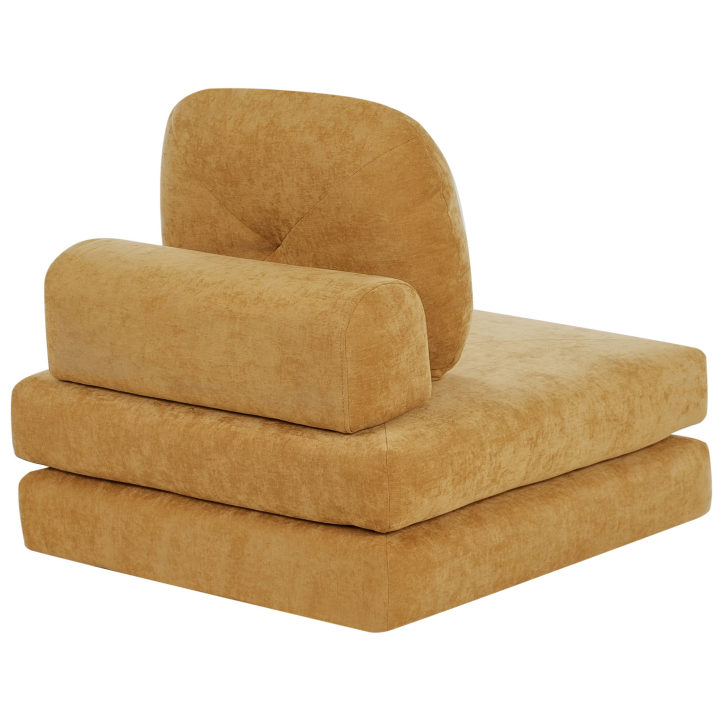 Sofa Pouffe Bed Mustard Chenille 1 Seater Convertible
