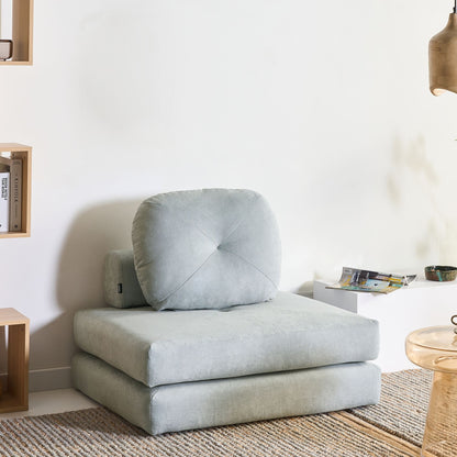 Sofa Pouffe Bed Light Blue Chenille Single Sleeper