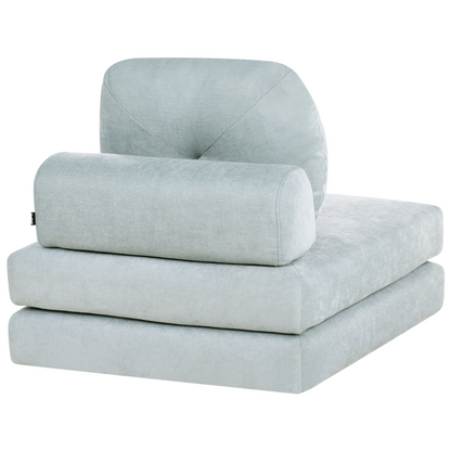 Sofa Pouffe Bed Light Blue Chenille Single Sleeper