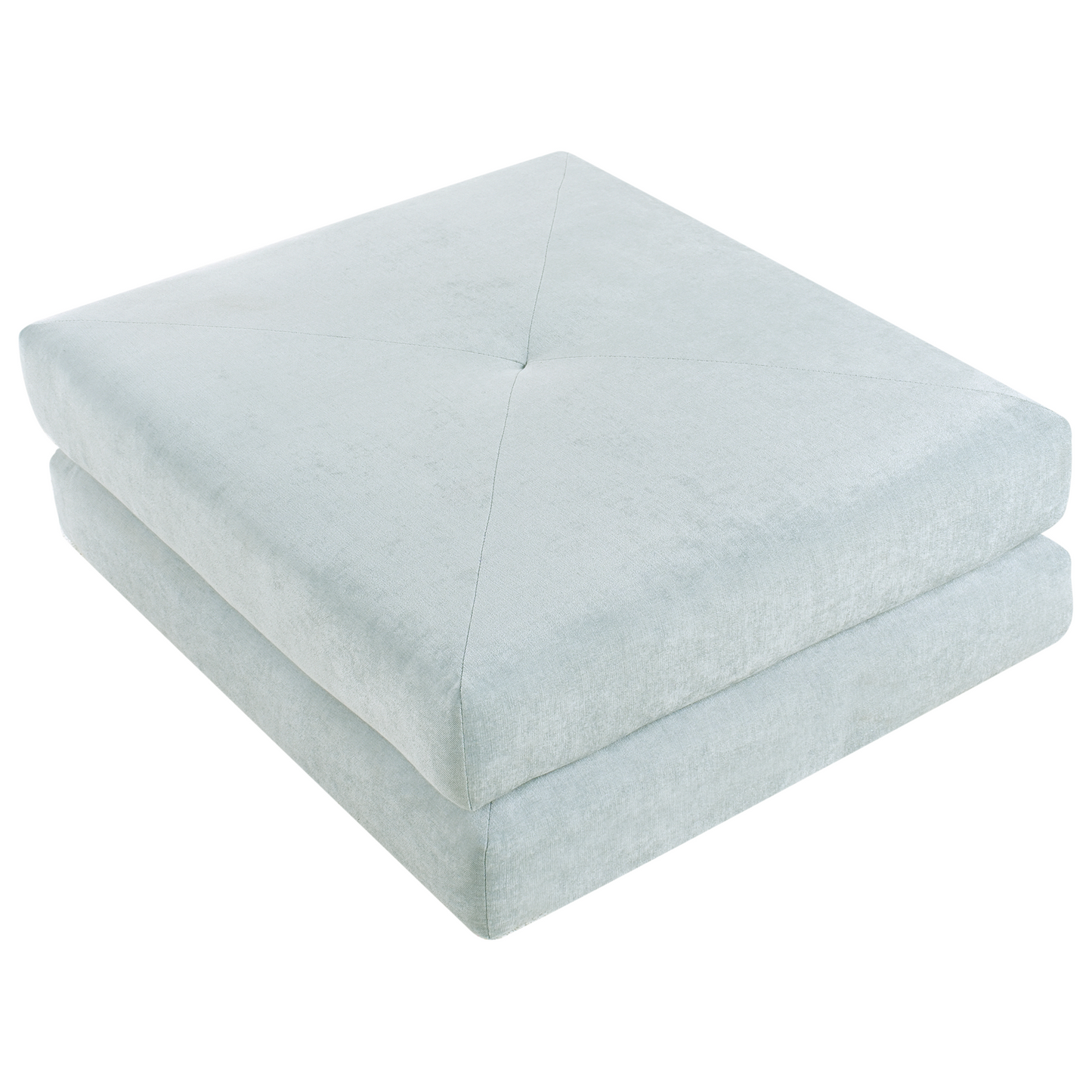 Sofa Pouffe Bed Light Blue Chenille Single Sleeper