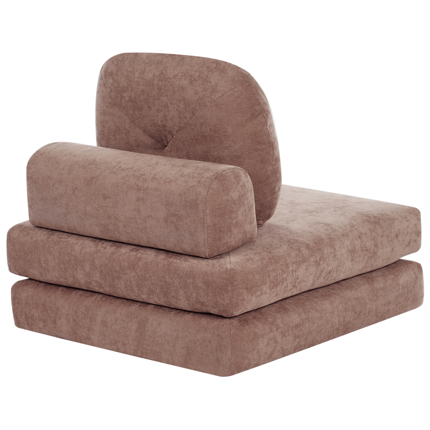 Sofa Pouffe Bed Brown Chenille Convertible 1 Seater