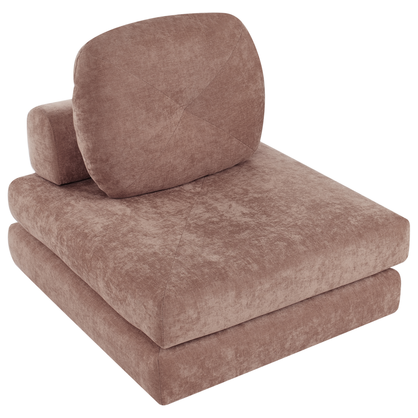 Sofa Pouffe Bed Brown Chenille Convertible 1 Seater