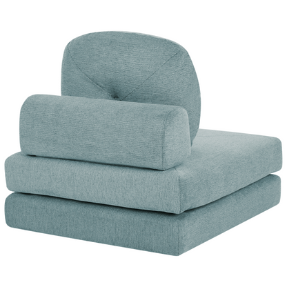 Sofa Pouffe Bed Mint Green Fabric Fold Out Single Sleeper