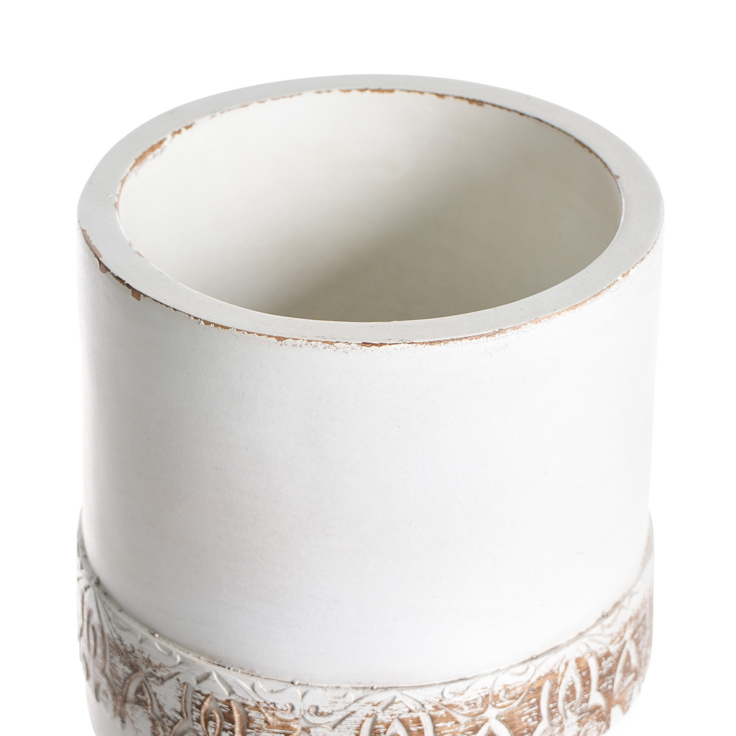 Off-White Distressed Vintage Plant Pot With Wooden Legs