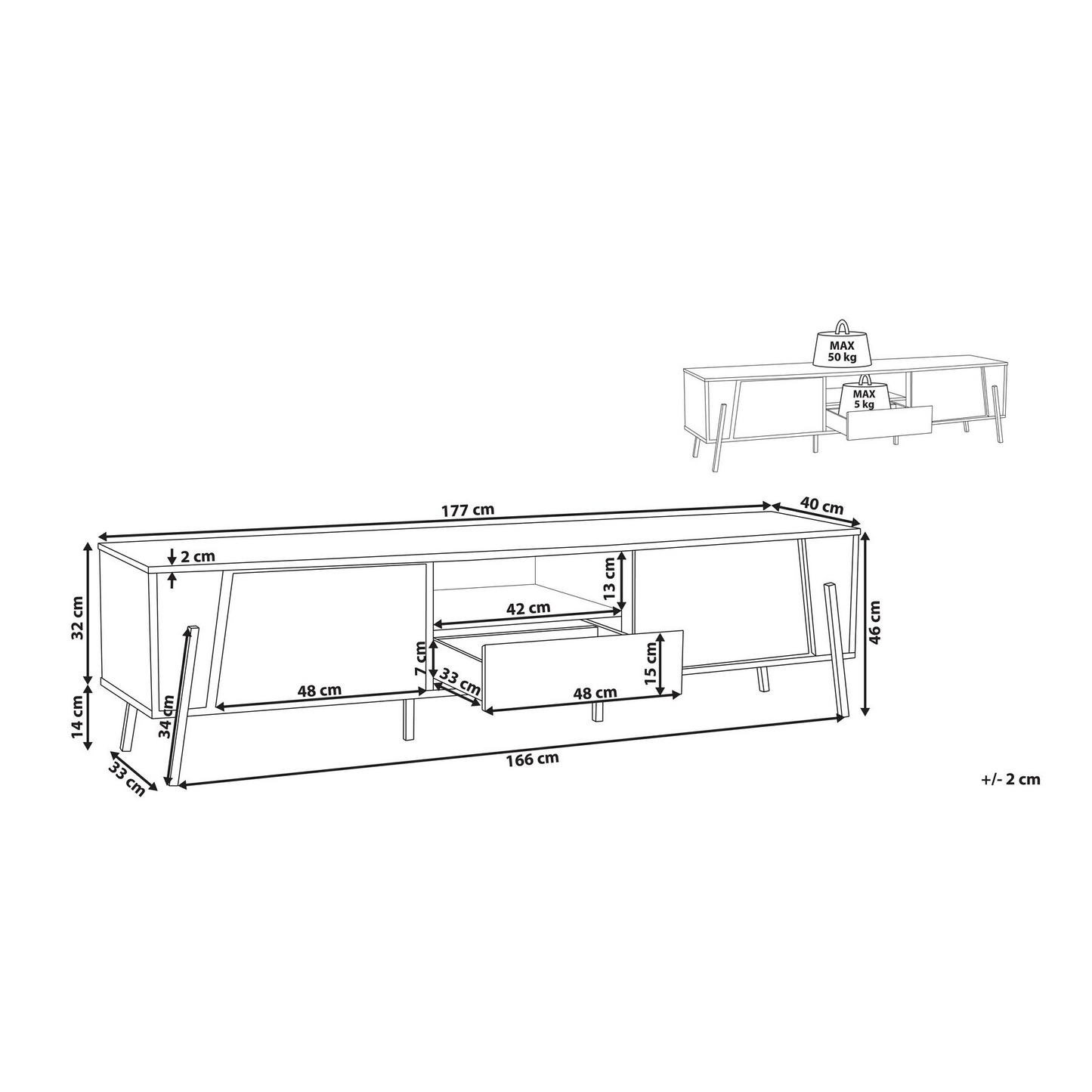 White TV Stand With Industrial Metal Legs For Up To 75 Inch TVs One Drawer And Two Cabinets