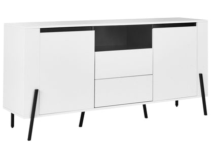 Sideboard White Engineered Wood With 3 Drawers And Metal Legs Modern Design