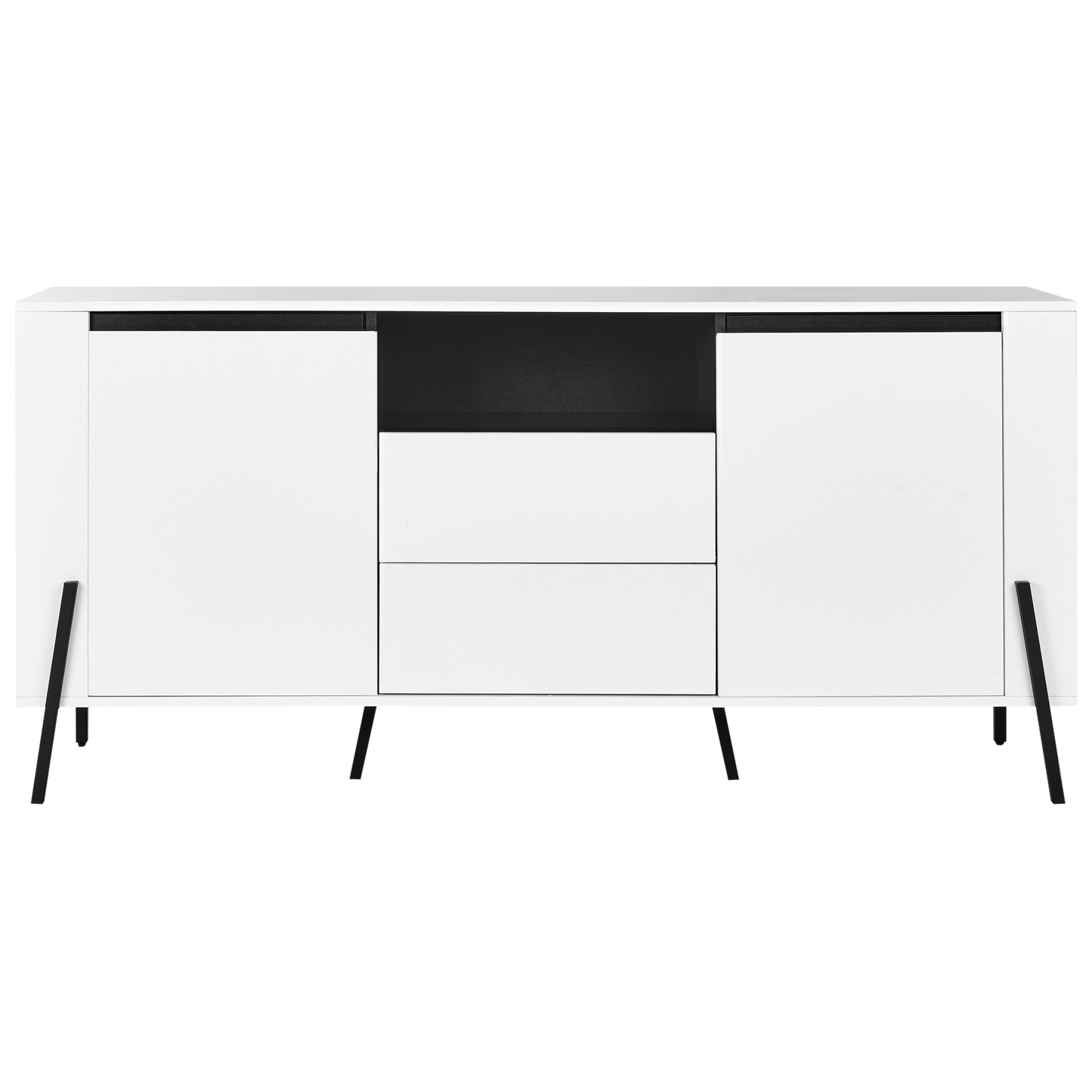 Sideboard White Engineered Wood With 3 Drawers And Metal Legs Modern Design