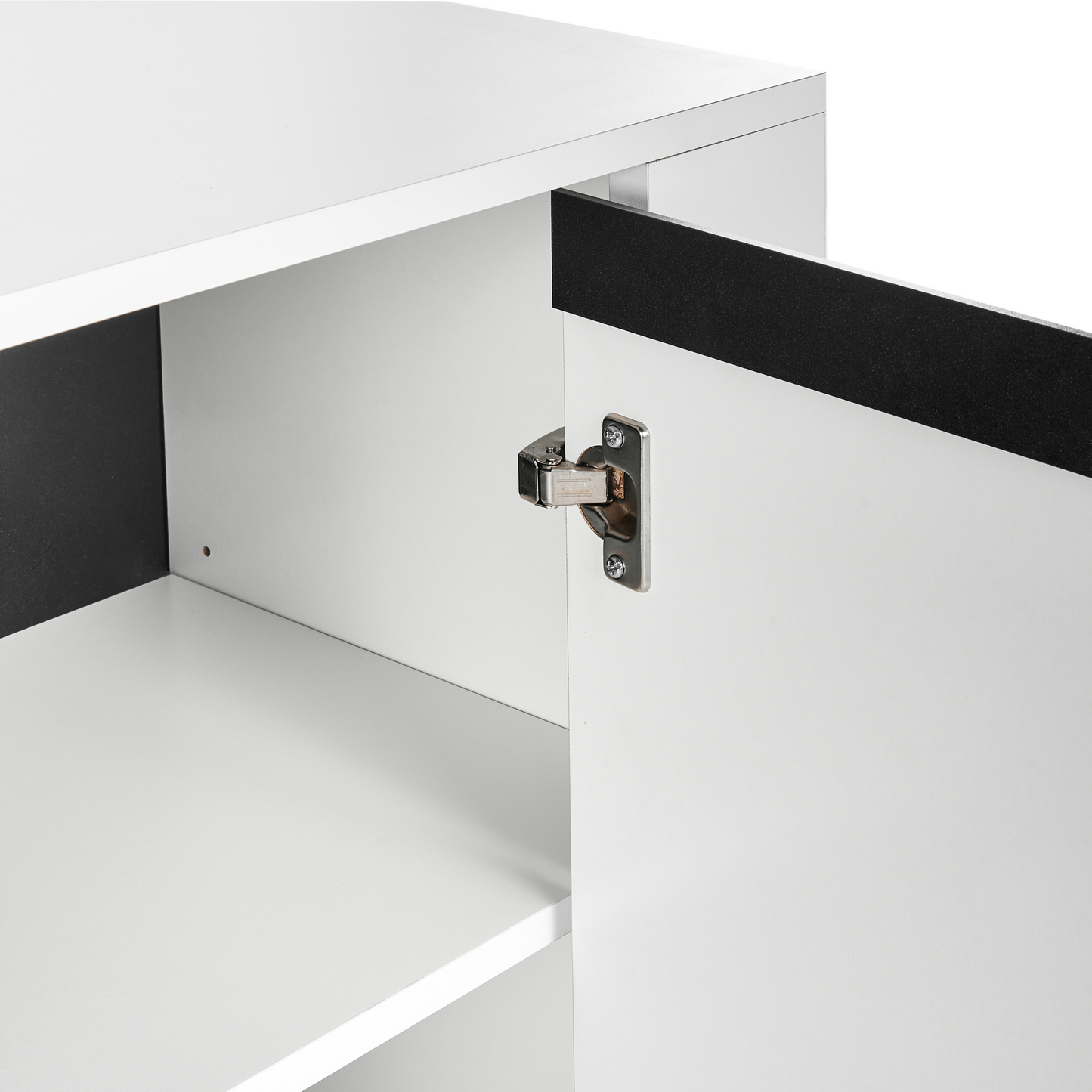 Sideboard White Engineered Wood With 3 Drawers And Metal Legs Modern Design