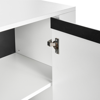 Sideboard White Engineered Wood With 3 Drawers And Metal Legs Modern Design