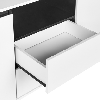 Sideboard White Engineered Wood With 3 Drawers And Metal Legs Modern Design