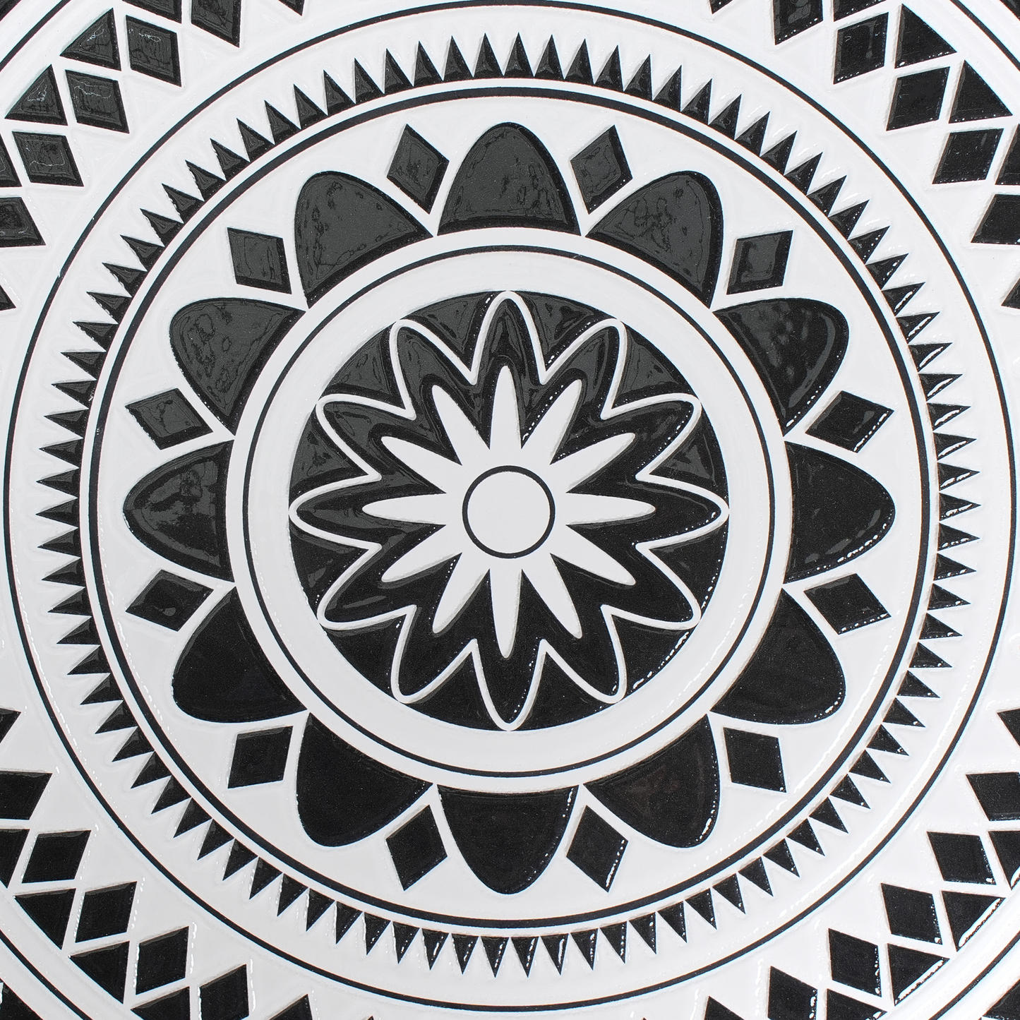 Folding Chairs Set 2 Black White Ceramic Tile Iron Frame