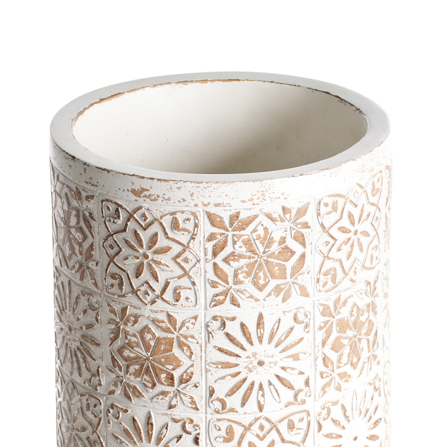 Off White Distressed Vintage Plant Pot With Wooden Legs For Indoor Outdoor