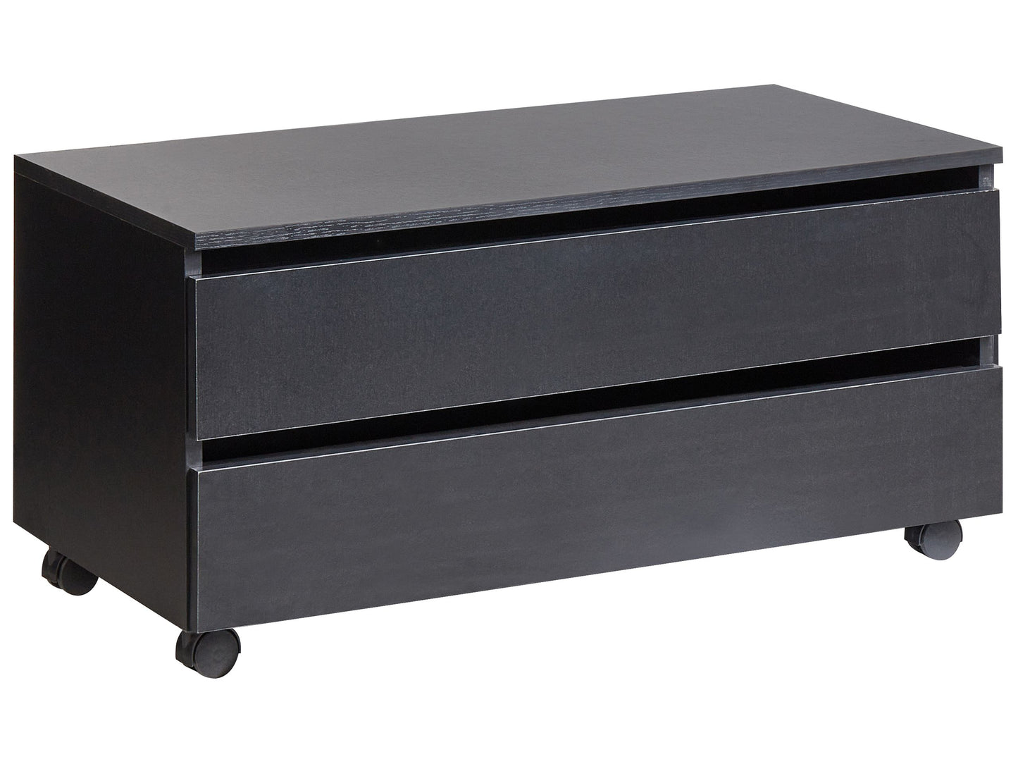 Black Bathroom Cabinet With Wheels And Two Drawers