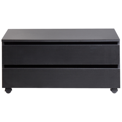 Black Bathroom Cabinet With Wheels And Two Drawers