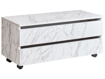 White Marble Bathroom Cabinet With Wheels 2 Drawers