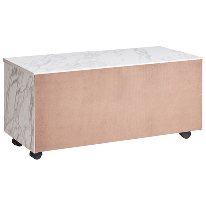 White Marble Bathroom Cabinet With Wheels 2 Drawers