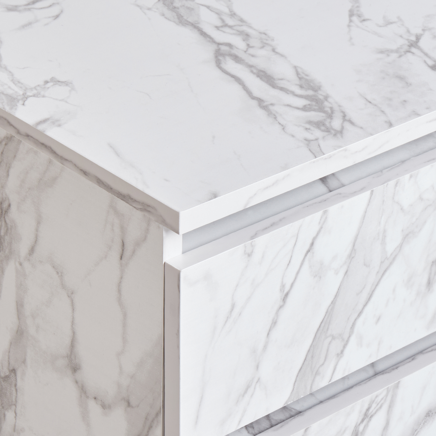 White Marble Bathroom Cabinet With Wheels 2 Drawers