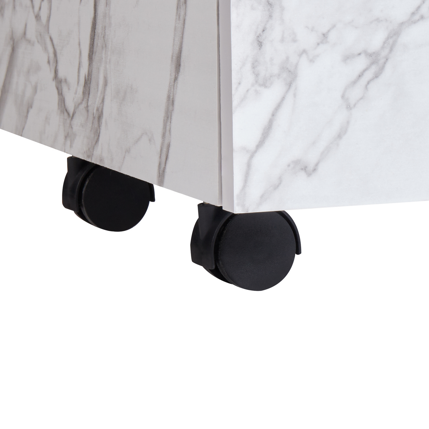 White Marble Bathroom Cabinet With Wheels 2 Drawers
