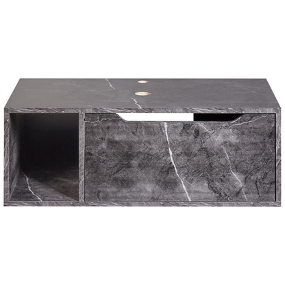 Black Marble Wall Mounted Bathroom Cabinet 80 x 40 Fluted Front
