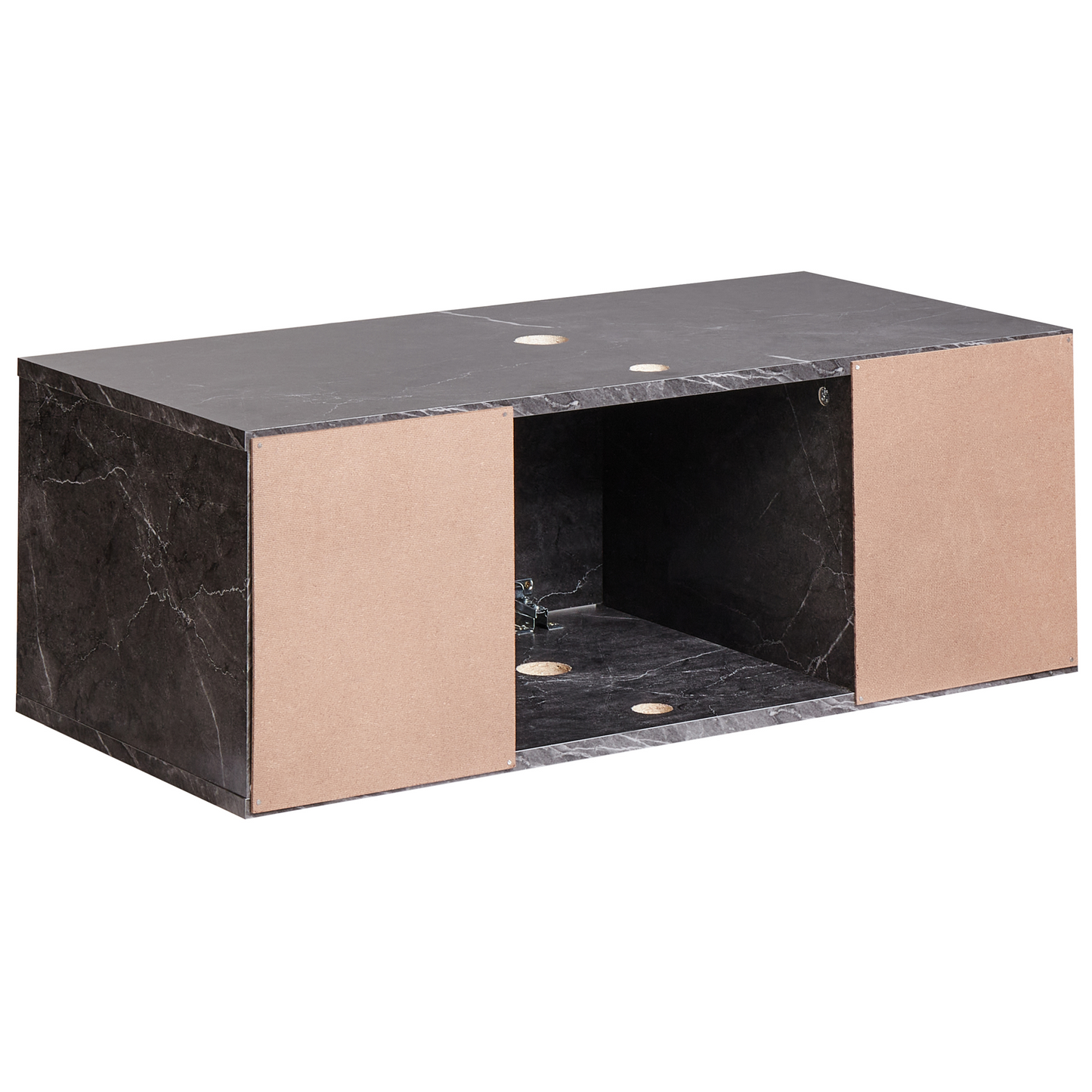 Black Marble Wall Mounted Bathroom Cabinet 80 x 40 Fluted Front