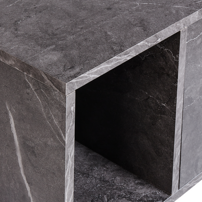 Black Marble Wall Mounted Bathroom Cabinet 80 x 40 Fluted Front