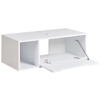 Wall Mounted Bathroom Cabinet White Marble MDP Body 80 x 40cm Fluted Front