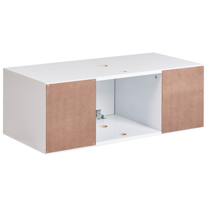 Wall Mounted Bathroom Cabinet White Marble MDP Body 80 x 40cm Fluted Front