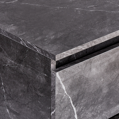 Black Marble Wall Mounted Cabinet 60 x 47cm Fluted Front 2 Drawers
