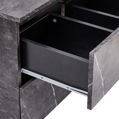 Black Marble Wall Mounted Cabinet 60 x 47cm Fluted Front 2 Drawers