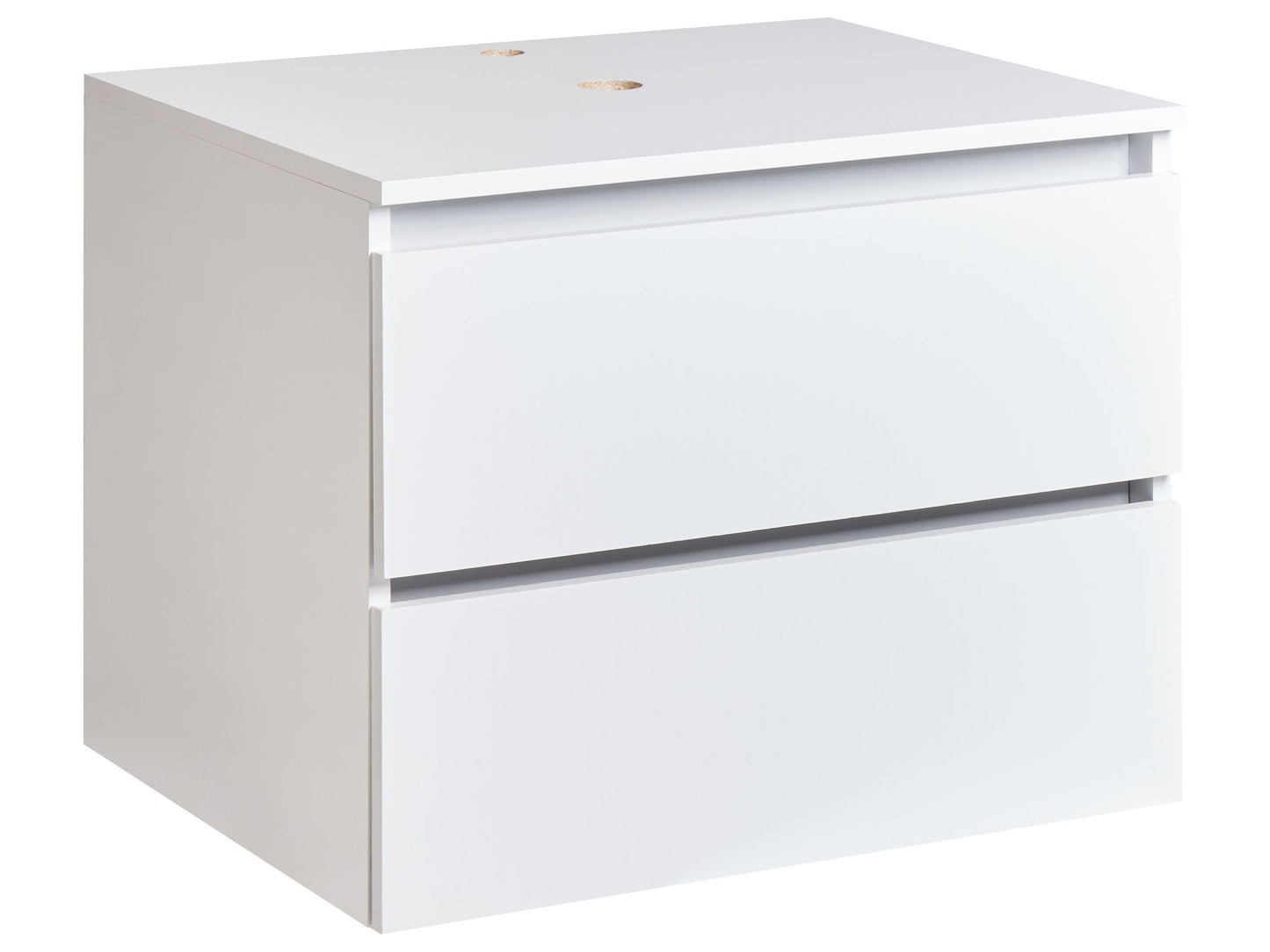 Wall Mounted Bath Cabinet 60 x 47 White Marble Fluted Front