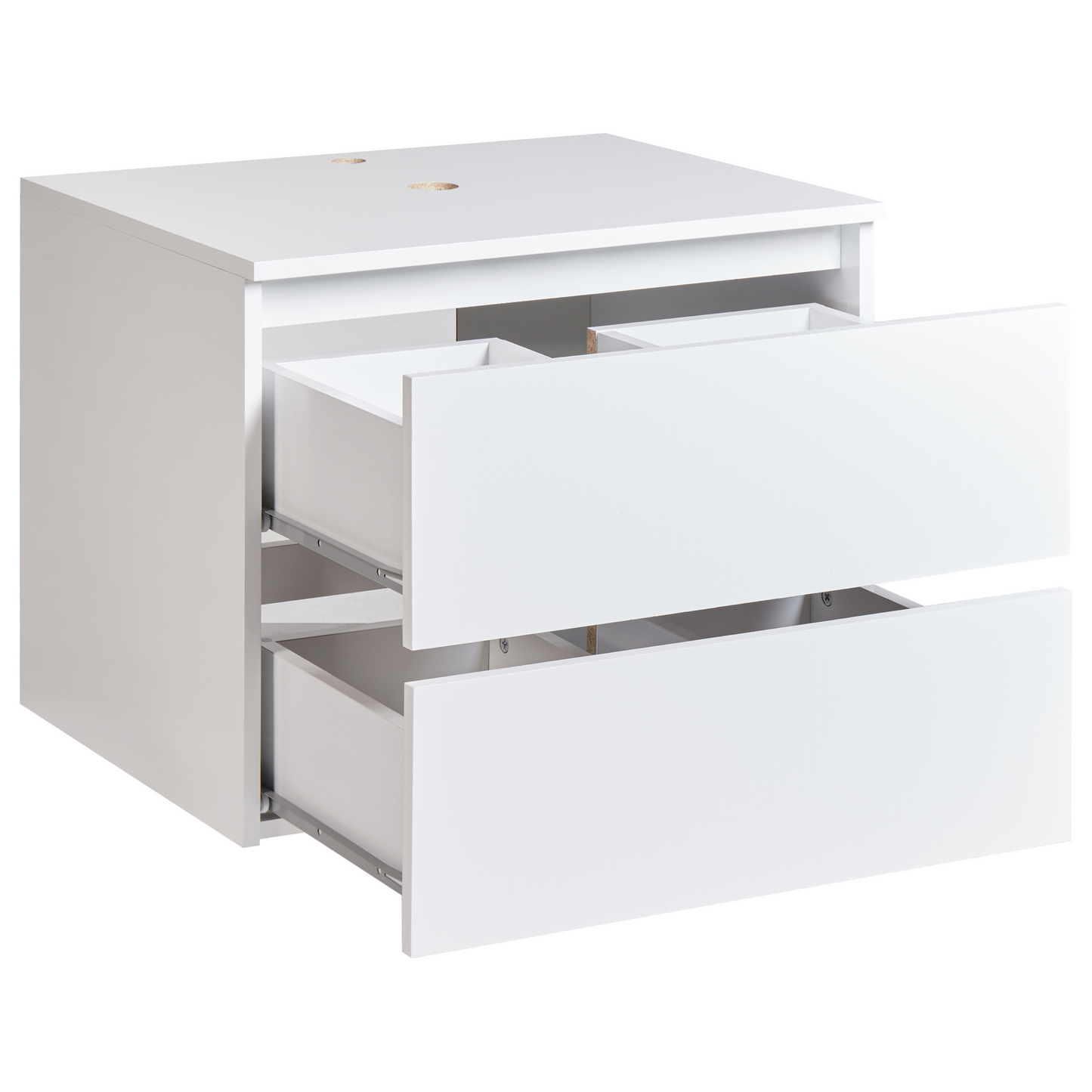 Wall Mounted Bath Cabinet 60 x 47 White Marble Fluted Front