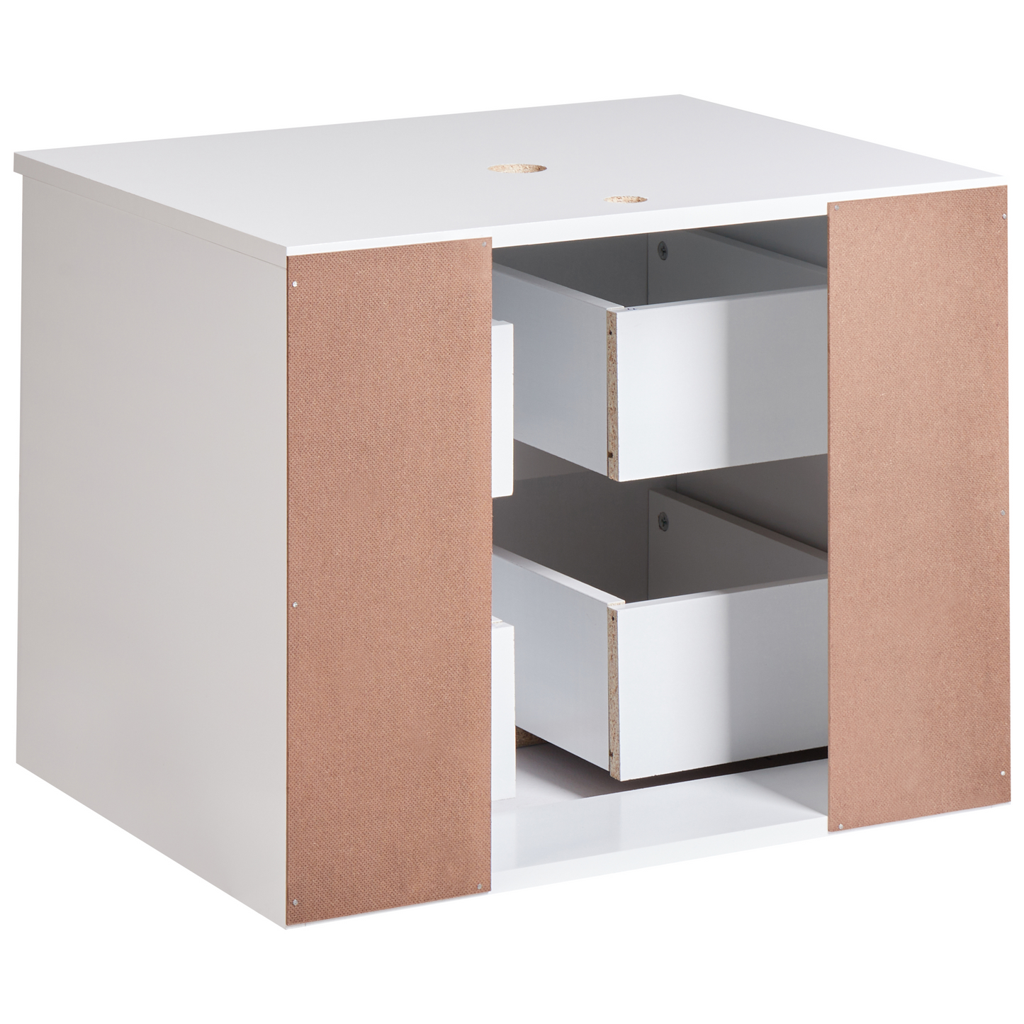 Wall Mounted Bath Cabinet 60 x 47 White Marble Fluted Front