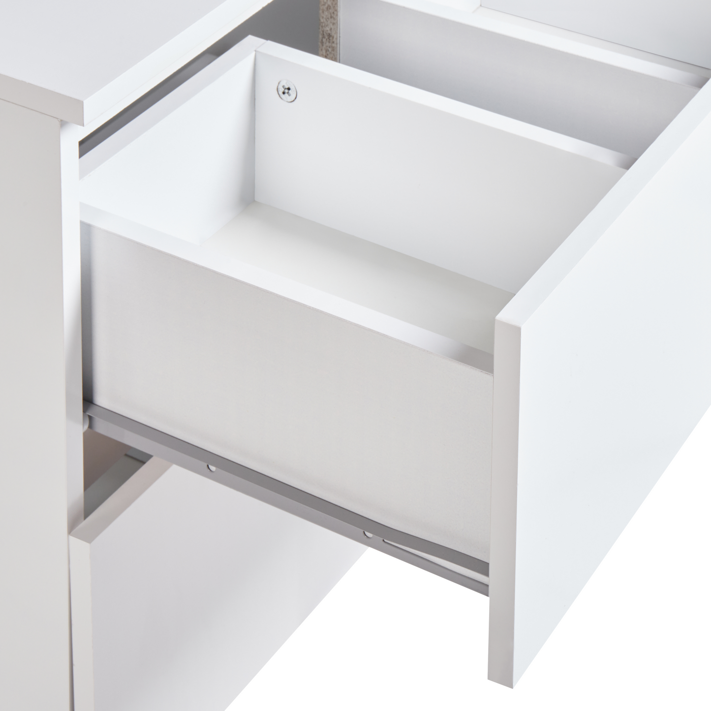 Wall Mounted Bath Cabinet 60 x 47 White Marble Fluted Front