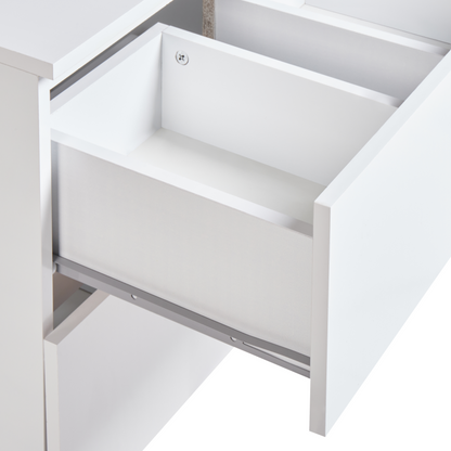 Wall Mounted Bath Cabinet 60 x 47 White Marble Fluted Front
