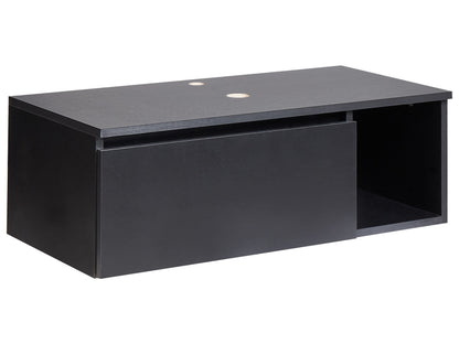 Wall Mounted Bathroom Cabinet Black 80 x 40 Fluted Front 2 Shelves